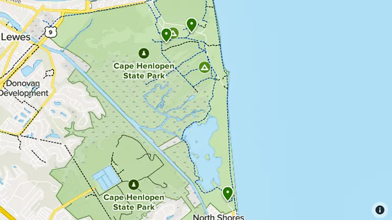 Location of Cape Henlopen State Park