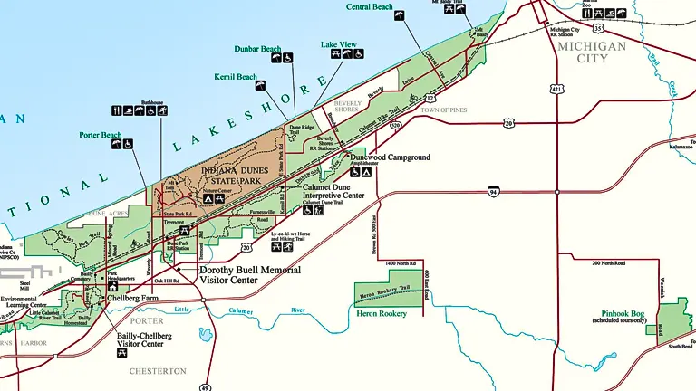 Location of Indiana Dunes State Park