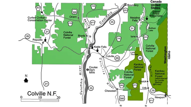 Colville National Forest Map