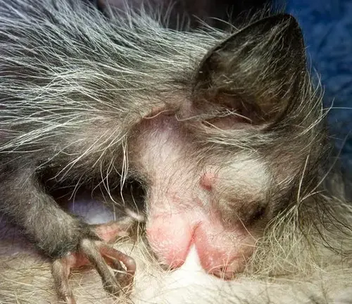 Newborn Aye-Aye Lemur nestled in fur