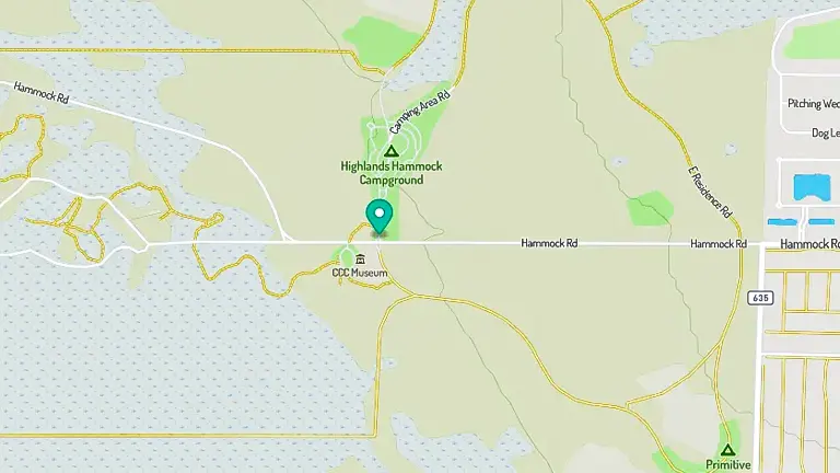 Location of Highlands Hammock State Park