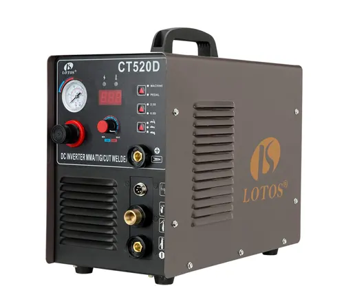 LOTOS CT520D multi-process welding machine with control panel and connections