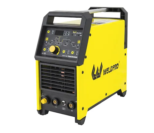 Weldpro Digital TIG 200GD welding machine in yellow and black with control panel