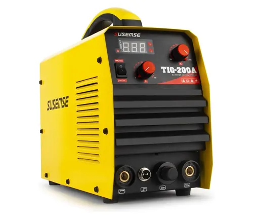 Yellow SUSEMSE 200Amp Dual Voltage TIG Welder with digital display and control knobs