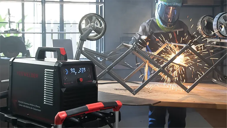 Person using the YesWelder Firstess CT2050 for welding metal