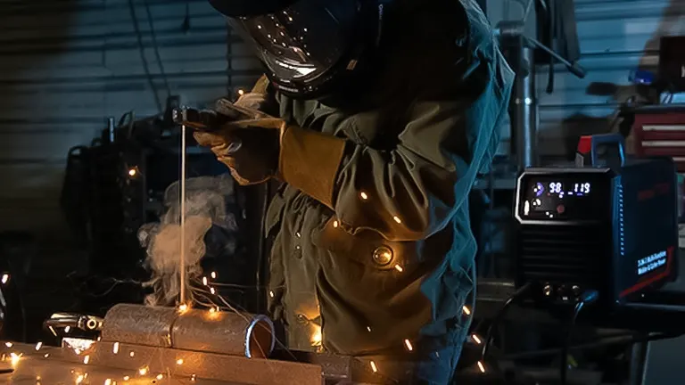 Welder using a YesWelder Firstess CT2050 in a workshop