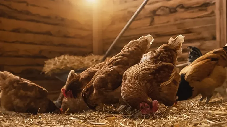 a group of chicken inside the chicken coop