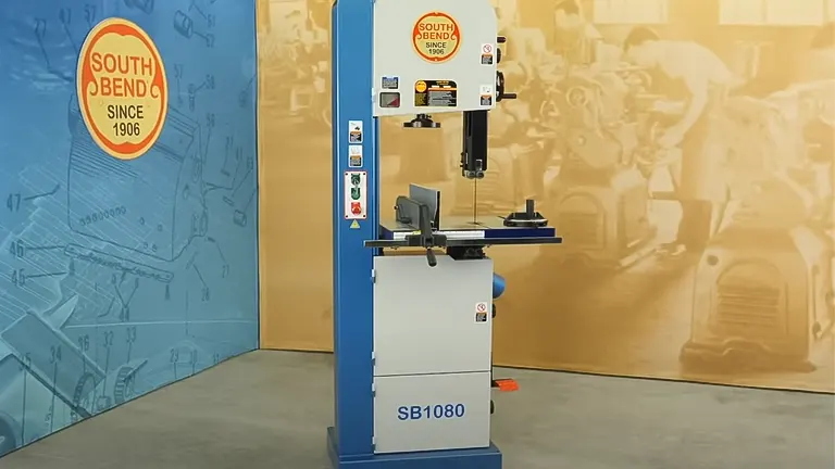South Bend SB1080 16" 3 HP Heavy-Duty Resaw Bandsaw prominently displayed