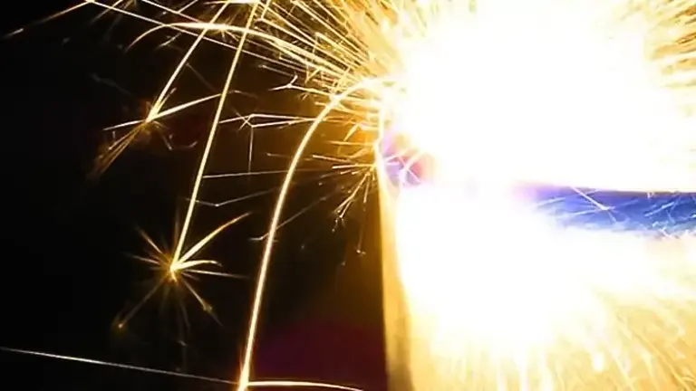 Bright sparks flying from underwater welding process