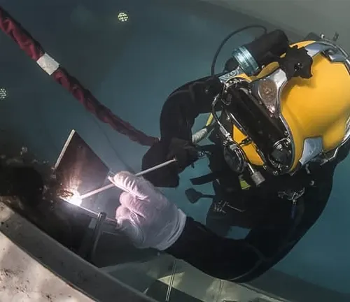 Underwater welder repairing infrastructure