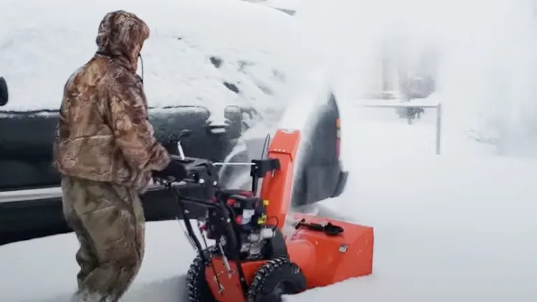 a person utilizing the Ariens Deluxe 28 SHO