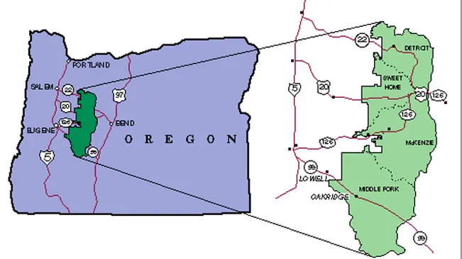 Location of Willamette National Forest