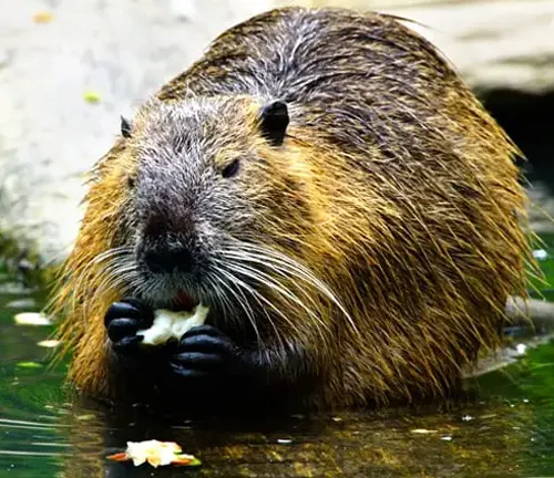 Beaver from Social Structure "Eurasian Beaver" eating in water.