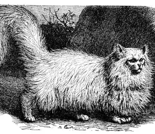 A Maine Coon Cat, a breed with a rich history and origin, sitting gracefully with its long fur and distinctive tufted ears.