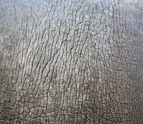 "Close-up of a brown leather surface with a textured pattern resembling hippopotamus skin."