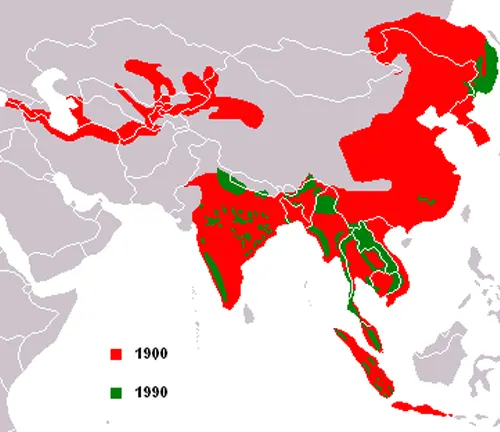 Asian tigers' distribution map showing the range of Bengal Tigers.