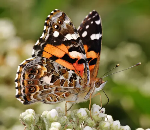 A "Painted Lady Butterfly" perched on a flower in its adult stage.