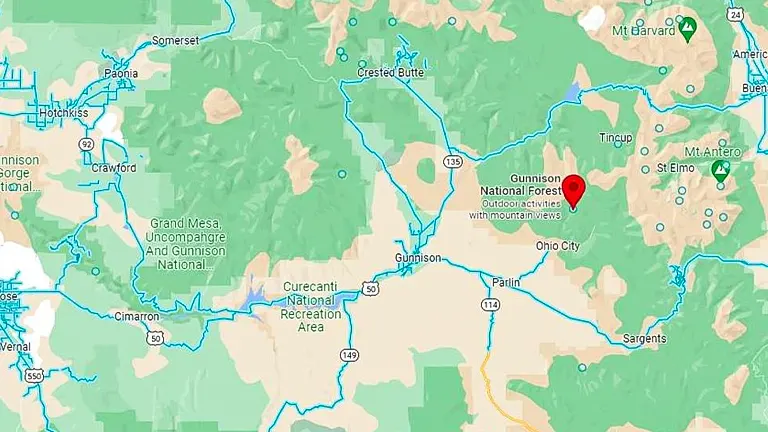 Location of Gunnison National Forest