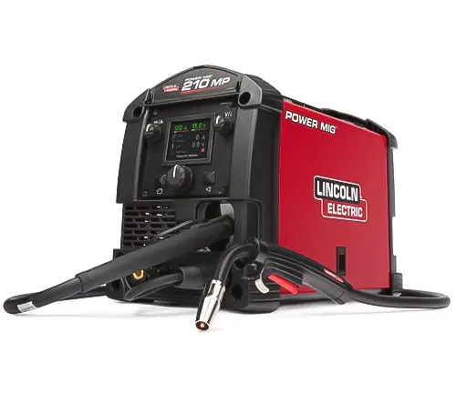 Lincoln Electric Power MIG 210 MP welder with digital display and welding gun