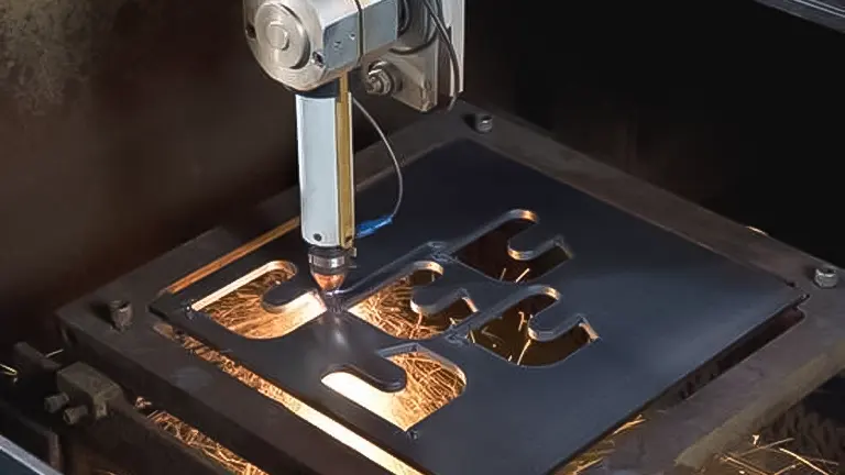 Plasma cutter creating shapes in metal
