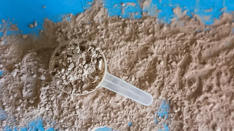 A scoop filled with diatomaceous earth powder
