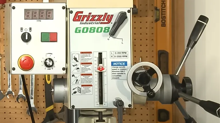 Grizzly G0808 drill press control panel