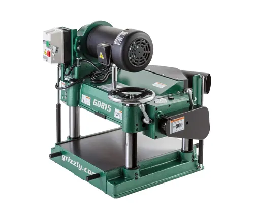Green Grizzly G0815 heavy-duty planer with control wheel