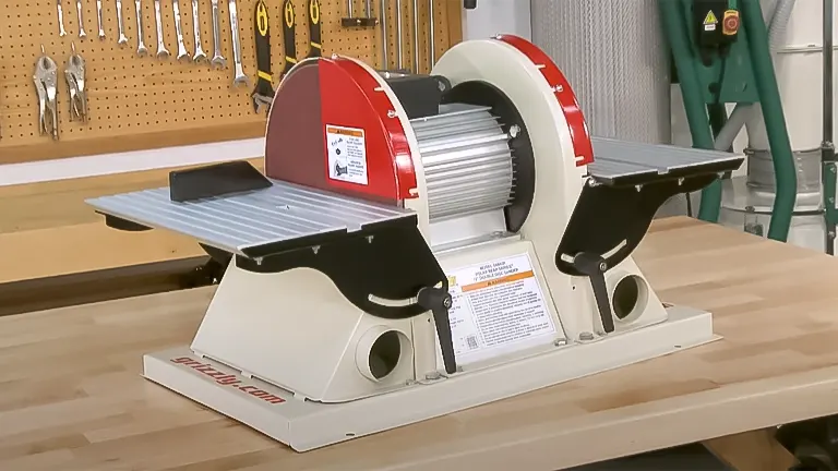 Grizzly G0843P Double Disc Sander in workshop