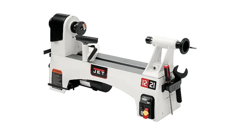 JET 1221VS variable-speed wood lathe on a white background