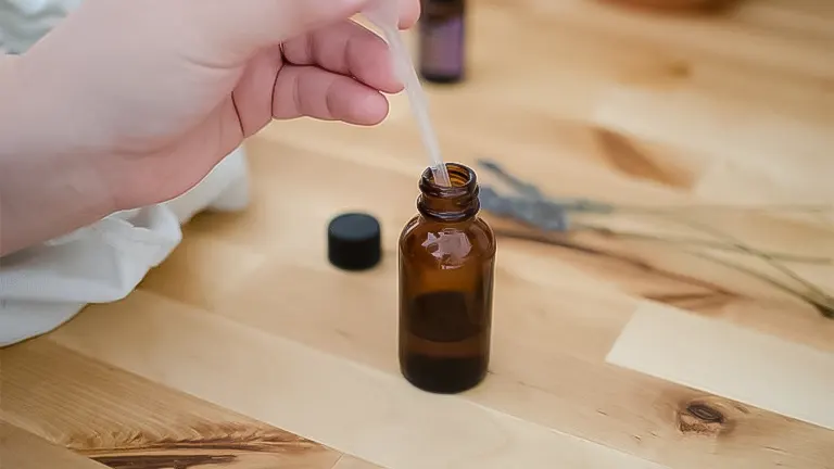 Preparing a natural mite treatment in a dropper bottle