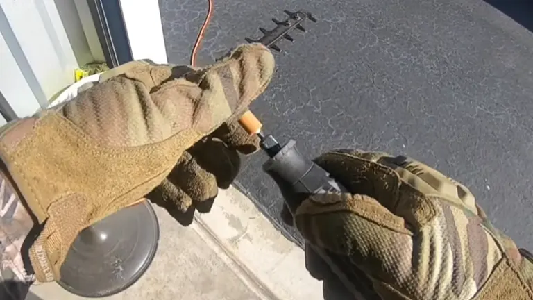 Person in camouflaged gloves handling a lighter near ignitable material on a rough surface.