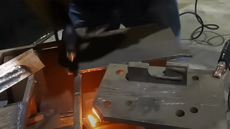 Close-up of plasma cutting with a Hypertherm Powermax45 XP