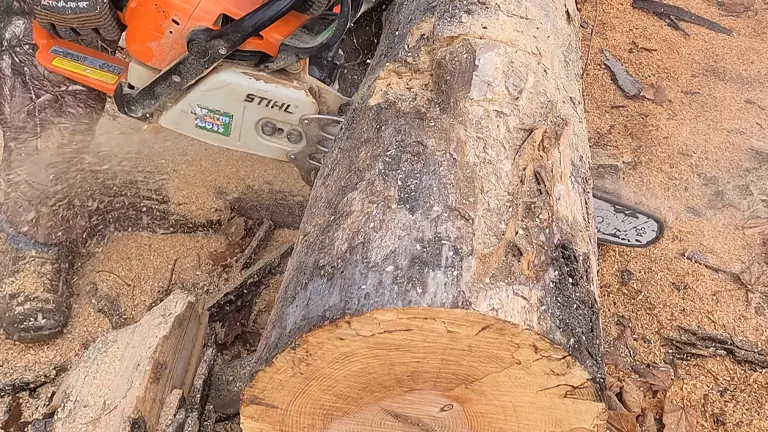 STIHL MS290 cut log