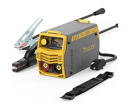 Yellow and black TOOLIOM TL-135S Stick Welder with accessories