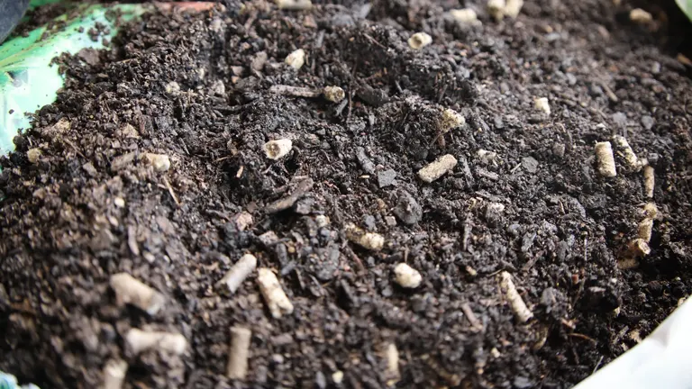 Wool Pellets mixed with soil