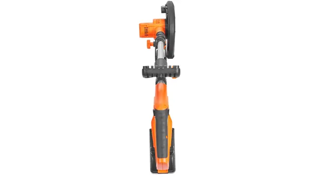 Orange and black electric string trimmer with adjustable handle
