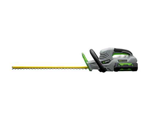 Green and grey EGO hedge trimmer with a long blade