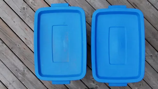 Two blue containers