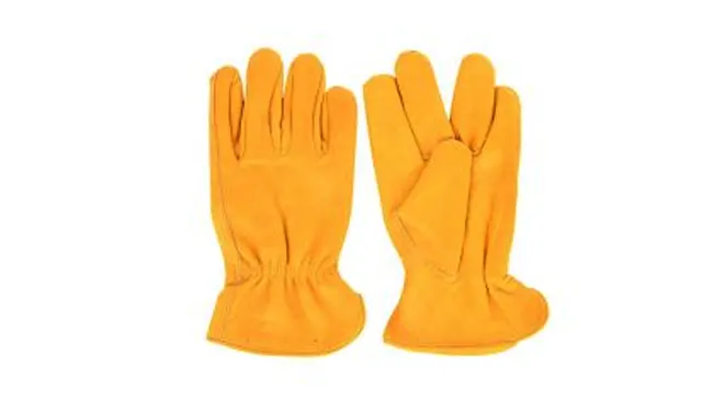 pair of bright orange gloves from the Kinderific Garden Tool Set