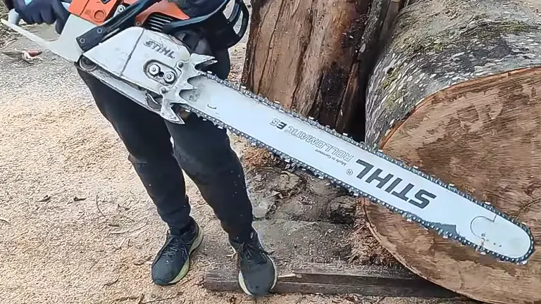 Person holding a STIHL MS660 Chainsaw