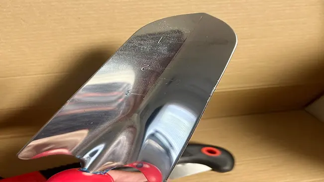 close-up of a shiny garden trowel from the WisaKey Gardening Tool Set