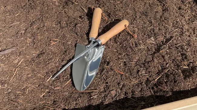 transplanter trowel with a wooden handle from the WisaKey Gardening Tool Set,