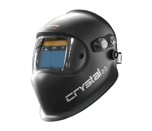 Optrel Crystal 2.0 welding helmet on a white background.