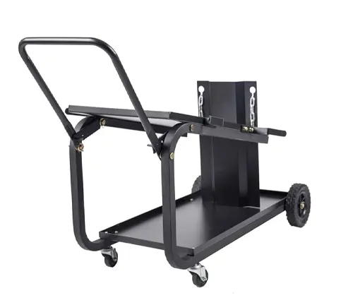 Metal Man UWC2XL Universal Welding Cart with a fold-down handle on a white background.