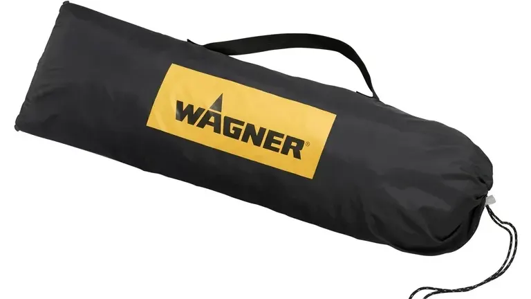 A black carry bag with the Wagner logo, designed to store and transport a Wagner Spraytech spray shelter.