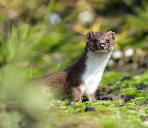 A least weasel hunting for prey, showing a preference for small rodents and birds in its natural habitat.