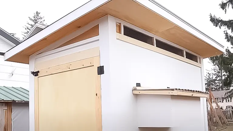 Modern chicken coop with ventilation windows