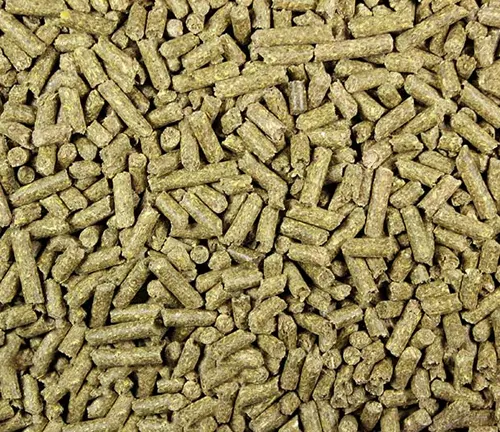 A stack of "American Guinea Pig" pellets for sale.