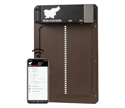 RUN-CHICKEN model T50 automatic chicken coop door with smartphone app control