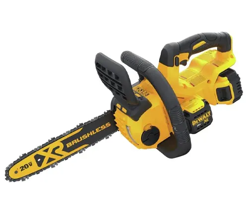 DEWALT 20V MAX XR Brushless Chainsaw in yellow and black